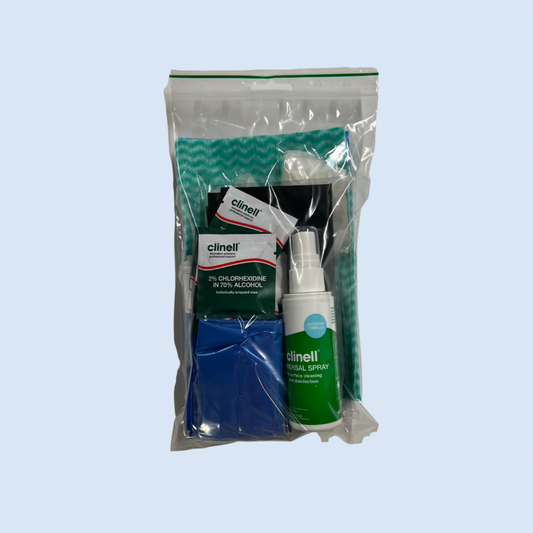 Cleaning kit for home- or water birth